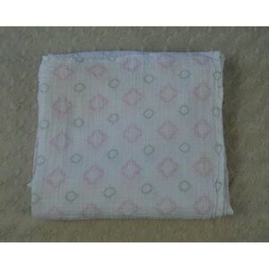 HB Hudson Baby Pink White Gray Medallion Damask Print Baby Swaddle Blanket